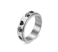 Anello Donna, Anello a Fascia Argento Donna Acciaio Inossidabile Taglia 17 Girevole Anti-Ansia 6mm con Impronta a Cuore Engraved Regalo