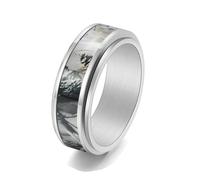 Anello Donna, Anello a Fascia Argento Donna Elegante Acciaio Inossidabile Taglia 25 8mm Mimetismo del Ramo Dell'Albero Girevole Engraved Regalo