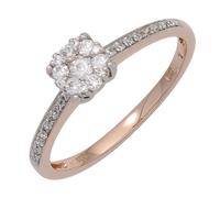Anello Donna Con 29 Diamanti Brillanti 585 Oro Rosso Bianco di