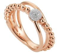 Anello Donna Con 31 Diamanti Brillanti, 3-reihig, 585 Oro Rosso Oro Rosa