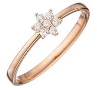 Anello Donna Con 7 Diamanti Brillanti IN Forma a Stella, 585 Oro Rosso