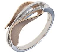 Anello Donna Con 9 Diamanti Brillanti, 585 Oro Bianco Oro Rosso Opaco