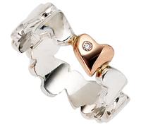 Anello Donna Con Brillante, 585 Oro Bianco Rosso, Accessori per le Dita ,