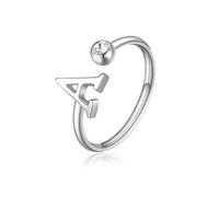 Anello donna con lettera iniziale A-Z in acciaio Sagapo regolabile
