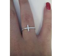 Anello donna croce argento 925 e zirconi bianchi 12-16-20 Ring Silver