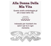 Anello Donna della Mia Vita - Argento Sterling 925 - Mogli Fidanzate - Ispirazionale e di Incoraggiamento Alti e Bassi Regolabile - Cofanetto con DEDICA incluso. (Alti e Bassi - Donna della Mia Vita)