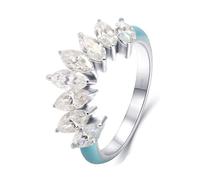 Anello Donna Elegante, Anelli Fidanzamento Donna Forma a Marchesa Oro Bianco 18K con 1.6Ct Moissanite Taglia 9