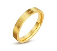 Anello Donna Fascia, Anelli Oro Donna Acciaio Inossidabile Taglia 15 Cuore Forever Love Lucido da 3,5 mm Engraved Regalo per Fidanzata Wedding