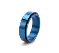 Anello Donna Fidanzamento, Anelli Uomo Blu Acciaio Inossidabile Taglia 10 6mm Lucido Girevole Custom Regalo per Figlia Valentines Day Gioielli