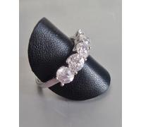 ANELLO DONNA FIDANZAMENTO ARGENTO MASSICCIO 925 RIVIERA TRILOGY ZIRCONE DIAMANTE