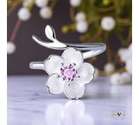 ANELLO DONNA FIORE CON ZIRCONE VIOLA IN ARGENTO 925 RODIATO VINCENT PAUL