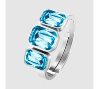 ANELLO DONNA IN ACCIAIO CON CRISTALLI ACQUA MARINA