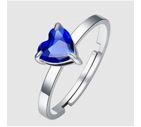 ANELLO DONNA IN ACCIAIO CON CUORE CRISTALLO BLU