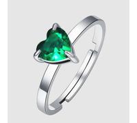 ANELLO DONNA IN ACCIAIO CON CUORE CRISTALLO VERDE