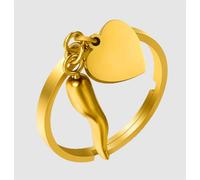 ANELLO DONNA IN ACCIAIO IP GOLD CON CORNO E CUORE