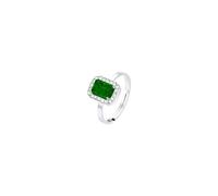 Anello Donna Luca Barra ANK545 In Acciaio Con Cristallo Verde E Zirconi