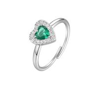 Anello Donna Luca Barra ANK646 In Acciaio Con Zircone Verde A Cuore