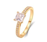 Anello Donna Moissanite, Anelli Donna Fidanzamento Piazza Della Principessa Oro Giallo 18K con 1Ct Moissanite Taglia 26