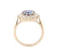 Anello Donna Oro 14K Vero, Fedi Nuziali Classiche Blu 2 Carati Zaffiro Creato Fiore 585 Oro Giallo con Moissanite Gioielli Di Moda Misura 25