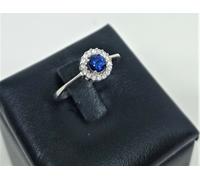 ANELLO DONNA ORO BIANCO 18K 750 FIORE ZIRCONI ZAFFIRO BLU BAGUE OR JAUNE FEMME