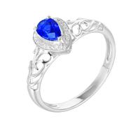 Anello Donna Oro Bianco 750, Fedi Nuziali Metallo Blu 0.67 Carati Zaffiro Creato In Laboratorio Svuotare Oro 18 Carati con Moissanite Misura 23,5