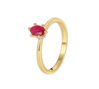 Anello Donna Oro Giallo 18K, Fedi Nuziali Moderne Rosso Ruby Creato In Laboratorio Solitario Oro con Moissanite per Matrimonio Promessa Misura 22