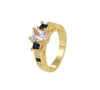 Anello Donna Oro Giallo 9K, Fede Nuziale con Moissanite Rettangolare Bianca Taglia 17