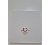 ANELLO Donna ORO ROSA 18 Karati 750% Con Zirconi Viola E Rosa Centrale Quadrato