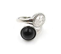 Anello Donna, Ossidiana Naturale Pietra Cristallo Anelli Aperti Argento Colore Albero Cavo Della Vita Equilibrio Reiki Impilabile Anelli Per Dito Regolabili Gioielli Regalo Di Nozze Per Donna Uomo
