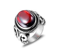 Anello Donna Particolare, Anello Rosso Acciaio Inossidabile Taglia 17 22.6mm Farfalla con Pietra Rossa Custom Regalo per Figlia Valentines Day