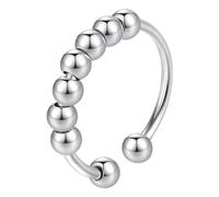 Anello Donna Regolabile, Anello da donna impermeabile in acciaio inox durevole, Argento Antistress, anti-ansia, Girevole, con perline, Bigiotteria per il tuo look personalizzato, per Donna Uomo