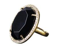 Anello Donna Regolabile,Anello Di Cristallo Regolabile Agata Nera Taglio Ovale Anello Aperto Pietra Naturale Anello D'Oro Anello Eterno Creativo Gioielli Di Charme Regali Per Donna Uomo Adolescenti