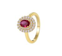 Anello Donna San Valentino, Anello Eternity Alone Oro Giallo 14K con Rosso Ovale Ruby Creato Taglia 17