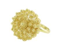 Anello Donna Sardo in Argento Dorato con Fiore Tondo in Filigrana - Fede Sarda