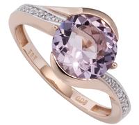Anello Donna Schmuck Krone con Ametista Viola Lilla e 16 Diamanti, 585 Oro Rosso