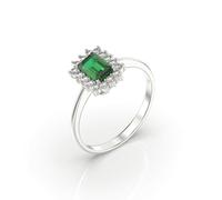 Anello Donna Smeraldo in Oro Bianco Con Diamanti Gioielleria Scardi Firenze