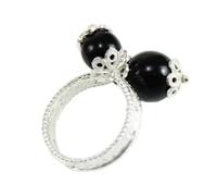 Anello Donna Su Coccu in Onice Fede Sarda in Argento Bianco o Brunito Regolabile