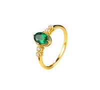 Anello Donna Verde Anelli Donna Oro Giallo 18K 750 Elegante Smeraldo da Laboratorio Ovale a 4 Griffe da 1 Carato con Design Vintage e Moissanite Rotonda Numero 22 Popolare per Sorella San Valentino