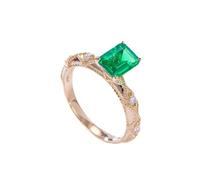 Anello Donna Vintage Anello Donna Verde Oro Rosa 18 Carati Smeraldo da Laboratorio Rettangolare a 4 Punte Dal Design Vintage da 1,2 CT con Moissanite Rotonda Numero 25 Semplice per Zia Ringraziamento