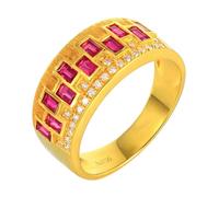 Anello Donna Vintage Anello Fede Nuziale Oro Giallo 18 Kt Ruby Creato in Laboratorio Fila di Trapani con Rubino Rosso e Diamante da 0,608 CT Numero 13 Popolare per Signore Festa Della Mamma Gioielli