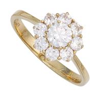 Anello Donna Zirconi Bianchi Forma Una Fiore 375 Oro