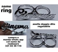 anello doppio dito personalizzato col tuo nome ARGENTO 925 ANELLI IN OTTONE