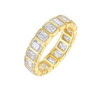 Anello dorato da donna, anello in oro giallo 9 K, con moissanite rettangolare da 3 x 4 mm, misura 49 (15,6)
