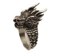 Anello drago da uomo, anello testa di drago antico, anelli di drago dominatore retrò, anello amuleto Dragon Punk Rock, gioielli Punk Animal Dragon per uomini e ragazzi, Metallo