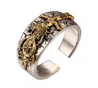 Anello drago e spada in argento sterling 925 con bussola vegvisir vichinga gioielli nordici per uomo donna aperto regolabile taglia L