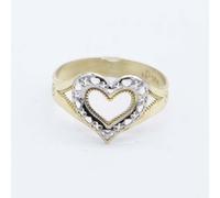 Anello Due Toni A Cuore E Baci In Oro Giallo E Bianco 10K