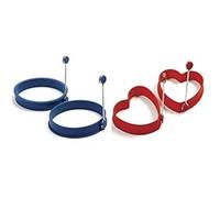 Anello e cuori del pancake uovo in silicone norpro (rosso - blu / 1 coppia ciascuno)