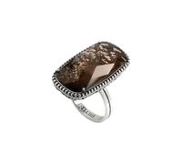 Anello Ellius Donna Voluta Collezione Seicento in Argento 925 | Anello con Grande Pietra Fumè e Dettaglio Barocco Nascosto | Gioiello Artistico Made in Italy