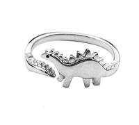 Anello en argent en forme de dinosaure CrownoRibbons, regolabile, da donna, dans un sac de transport