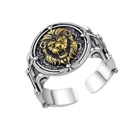 Anello estensibile vintage impilabile a forma di leone gotico con animale aperto e regolabile, anelli ruggenti da motociclista, gioielli punk regali per donne, ragazze e uomini, Rame